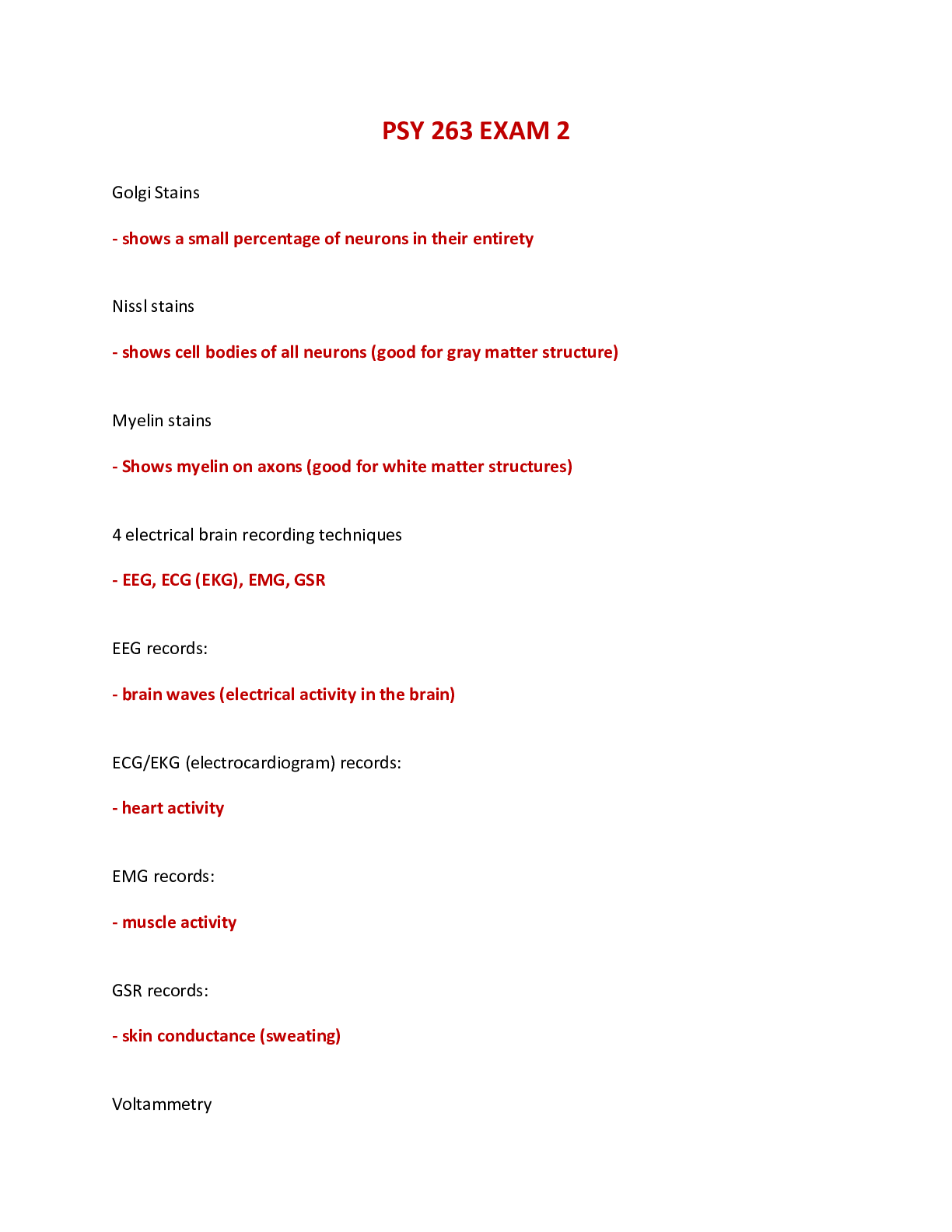 Preview of PSY 263 EXAM 2 - QUESTIONS AND ANSWERS